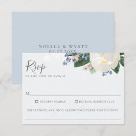 Light Blue Floral Wedding Food Allergie UAWG RSVP Karte
