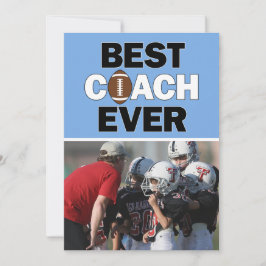 Light Blue Football Coach Best Ever Custom Foto Dankeskarte