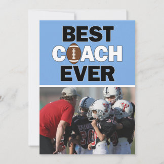 Light Blue Football Coach Best Ever Custom Foto Dankeskarte