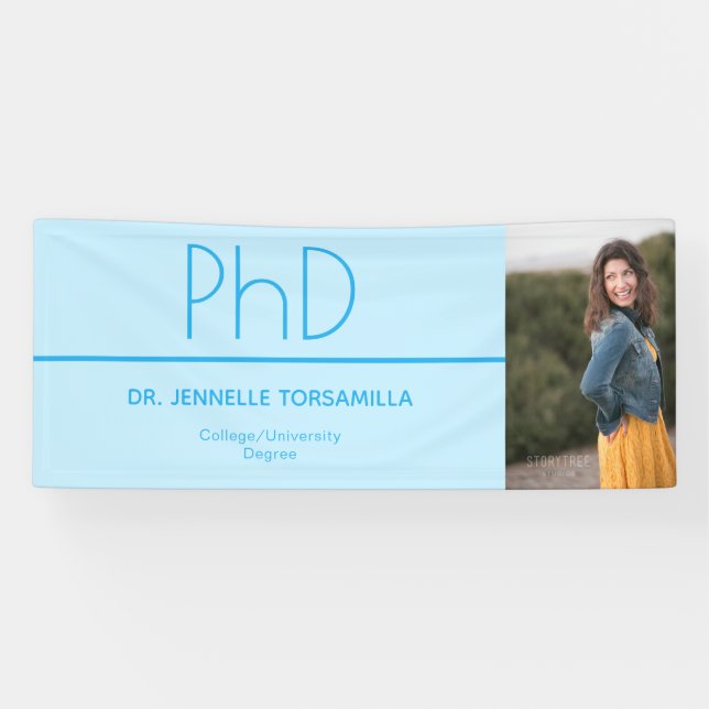 Light Blue Foto PhD Abschluss Banner (Horizontal)