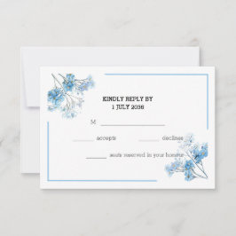 Light Blue Garden Watercolor Floral Wedding RSVP