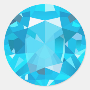 Light Blue Gems Round Stickers