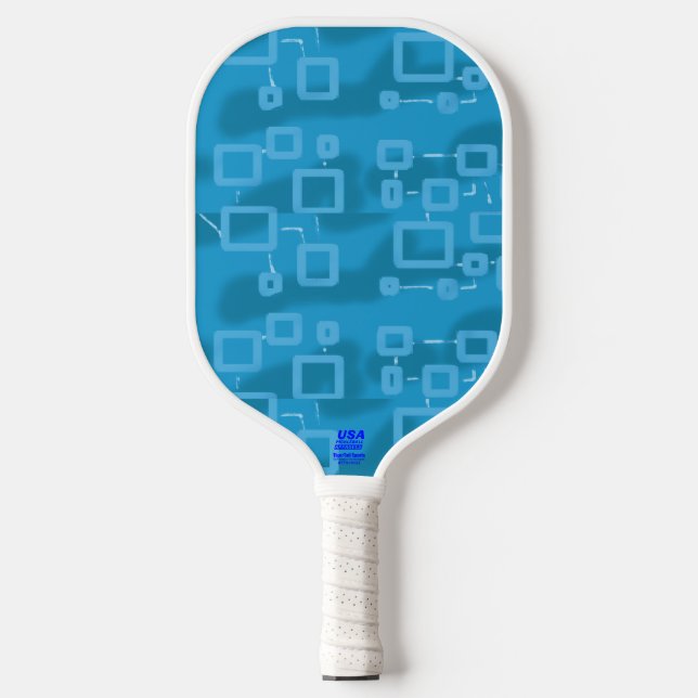 Light Blue Geometric Modern Sleek Pickleball Schläger (Vorderseite)