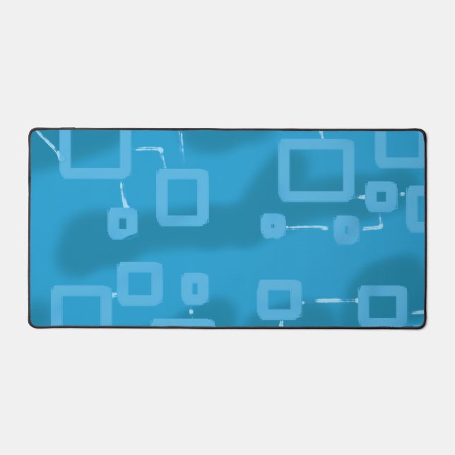Light Blue Geometric Squares Desk Mat Schreibtischunterlage (Vorderseite)