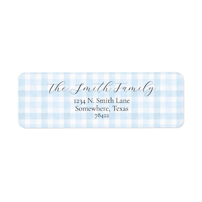 Light Blue Gingham Address Label (Vorne)