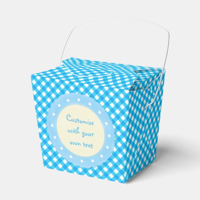 Light Blue Gingham Extravagant Custom Geschenkschachtel (Vorderseite)