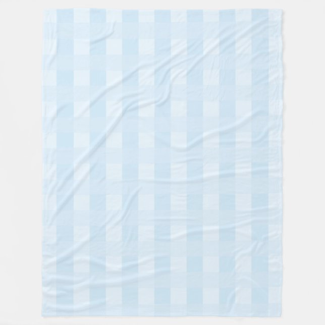 Light Blue Gingham Kariert Pattern Fleece Blanket (Vorderseite)