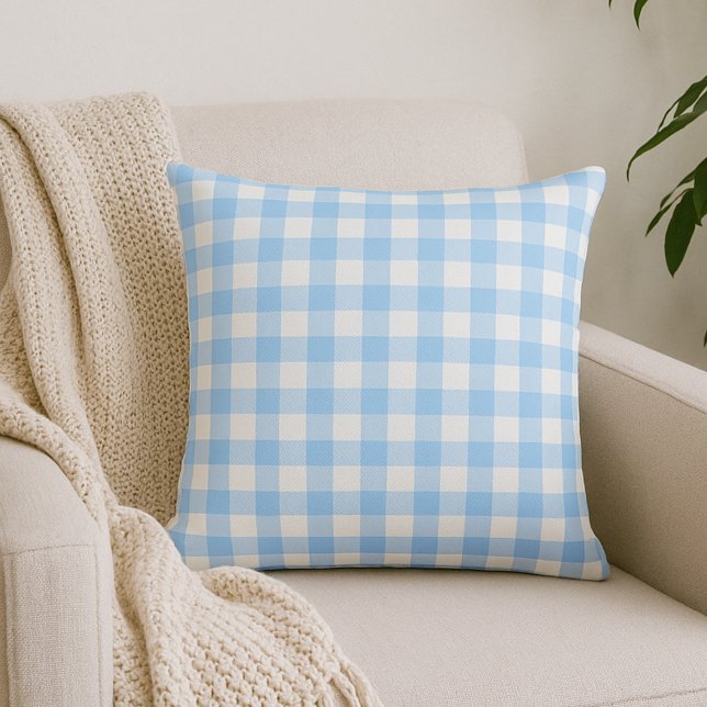 Light Blue Gingham Kariert Throw Kissen (Von Creator hochgeladen)