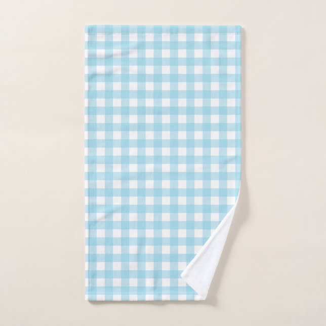 Light Blue Gingham Pastel Pattern Handtuch (Handtuch)