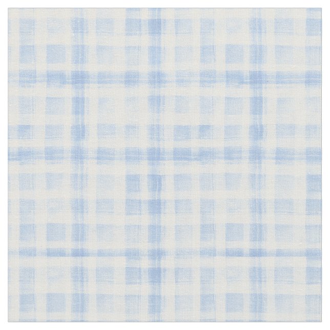 Light Blue Gingham Watercolor Fabric Stoff (Nahaufnahme)
