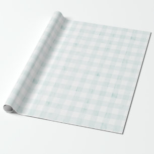 Light Blue Gingham Watercolor Geschenkpapier