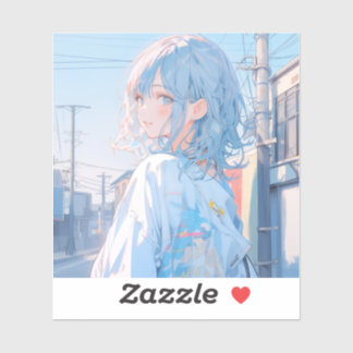 Light blue girl | 東京娘 GenerartiveAI シール Aufkleber