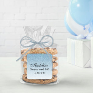 Light Blue Glam Glitzer Personalisiert Quadratischer Aufkleber