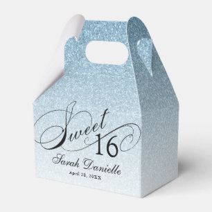 Light Blue Glam Glitzer Sweet 16 Custom Party Geschenkschachtel