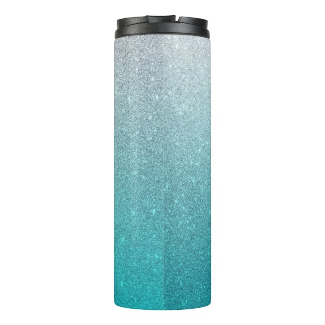 Light Blue Glitzer Ombre Thermal Tumbler Thermosbecher (Rückseite)