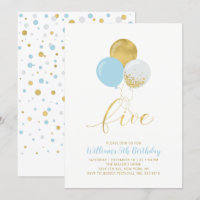 Light Blue & Gold Ballons 5. Geburtstagsparty