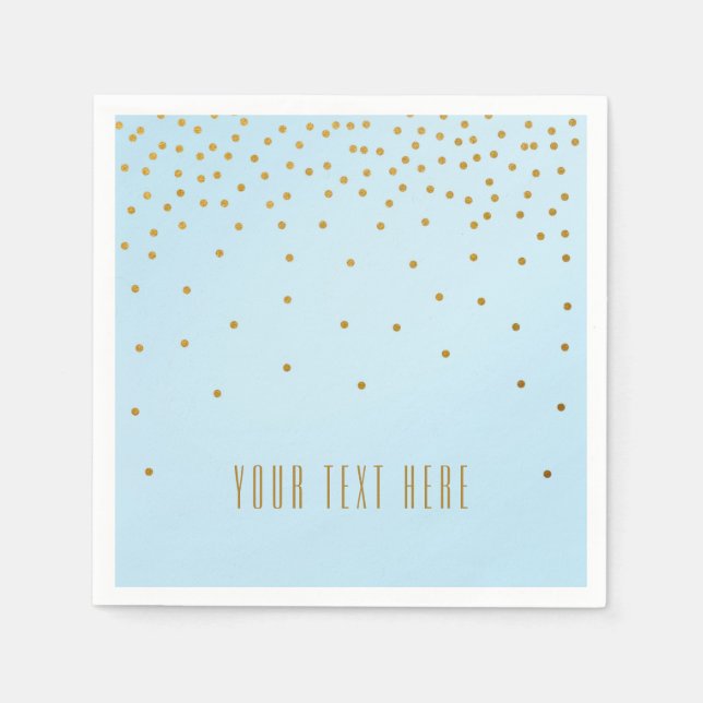 Light Blue & Gold Foil Confetti Dots Napkins Serviette (Vorderseite)