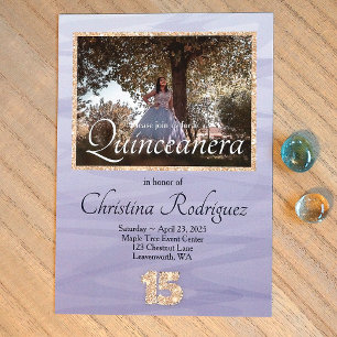 Light Blue, Gold Glitzer 15 Quinceanera Foto Einladung