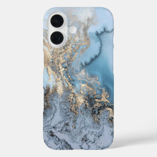 Light Blue & Gold Marble iPhone 6/6s Fall iPhone 16 Hülle