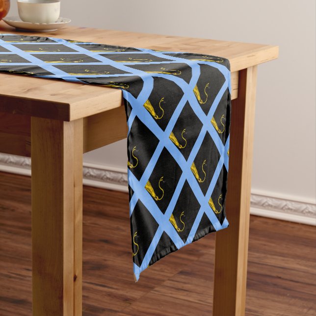 Light Blue Graduation Party Kurz Table Runner Kurzer Tischläufer (Beispiel)