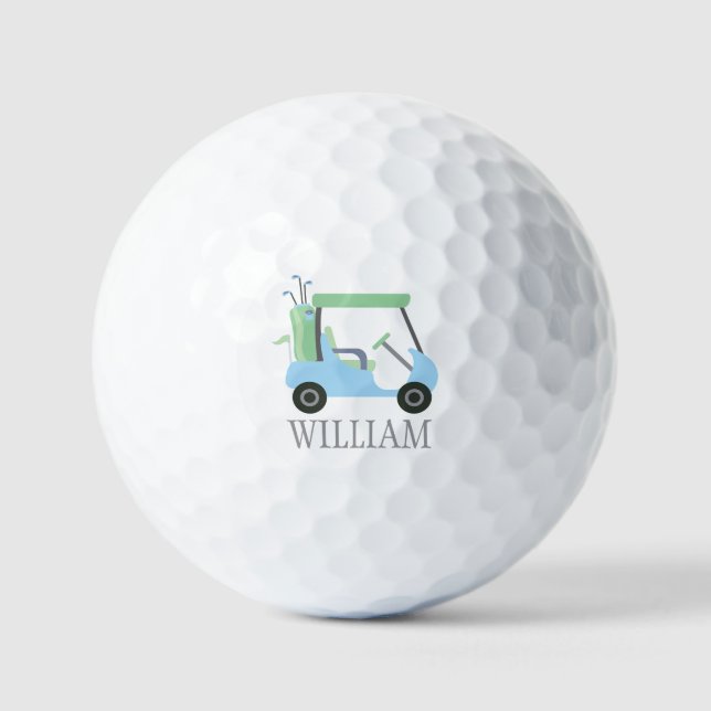 Light Blue & Green Golf Cart Personalisiert Golfball (Vorderseite)