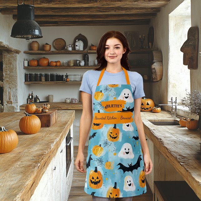 Light Blue Halloween mit Geistern, Pumpkins, Flede Schürze (Von Creator hochgeladen)