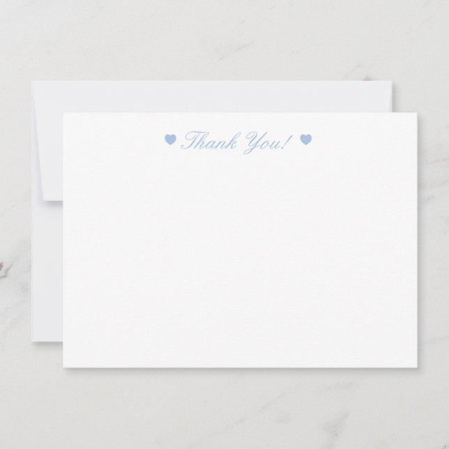 Light Blue Hearts Vielen Dank Flat Card Dankeskarte (Vorderseite)