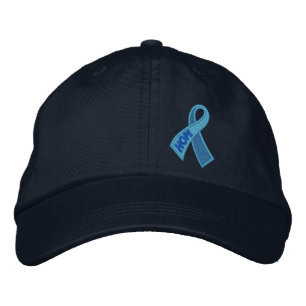 Light Blue Hope Cancer Ribbon Awareness Your Text Bestickte Baseballkappe