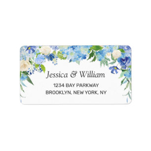 Light Blue Hydrangea Wasserfarbe Blumensiegel Adressaufkleber