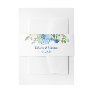 Light Blue Hydrangea Wasserfarbe Blumenzehen Einladungsbanderole