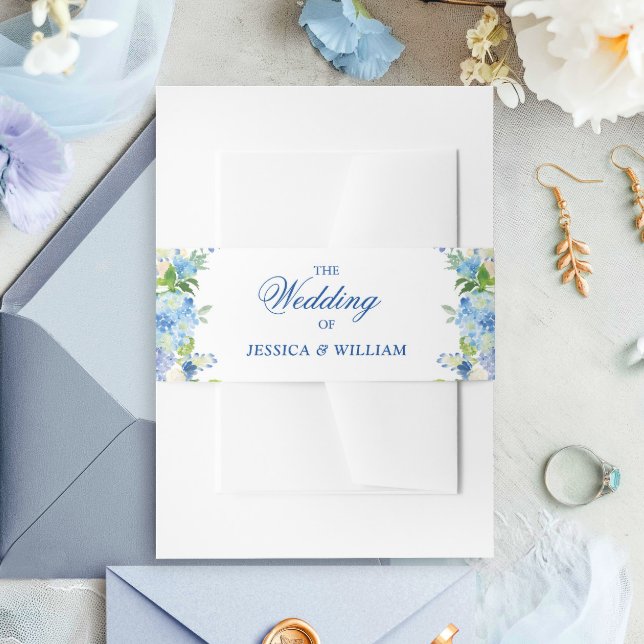 Light Blue Hydrangea Wasserfarbe Blumenzehen Einladungsbanderole (Von Creator hochgeladen)