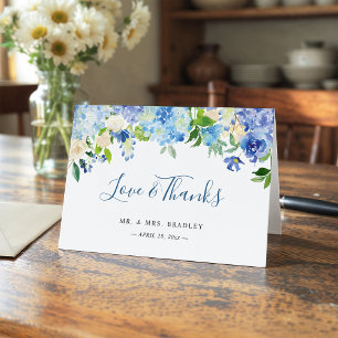 Light Blue Hydrangea Wasserfarbe Floral Vielen Dan Dankeskarte