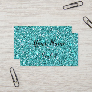Light Blue Imitats Glitzer Visitenkarte
