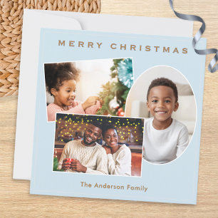 Light Blue Imitats Gold 3 Fotos Galerie Weihnachte Feiertagskarte