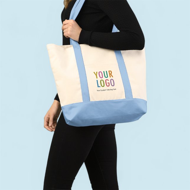 Light Blue Impulse Custom Totbeutel mit großem Log Tragetasche (MISOOK Impulse Large Logo Tote Bag with Light Blue Trim)