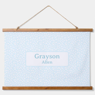 Light Blue Individuelle Name Boy Kinderzimmer Deko Wandteppich Mit Holzrahmen