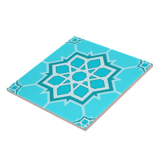 Light Blue Islamic Geometric Seamless Pattern Fliese (Seite)