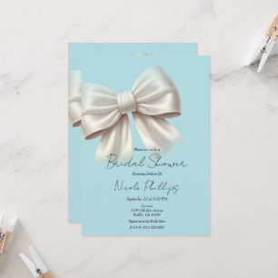 Light Blue & Ivory White Bow Brautparty Einladung