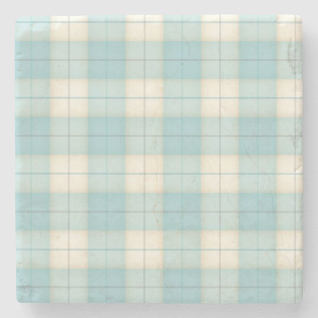 Light Blue Kariert Tartan Steinuntersetzer (Vorderseite)