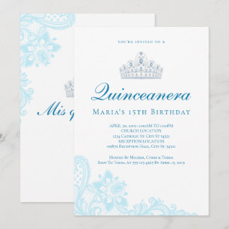 Light Blue Lace Quinceanera Einladungen