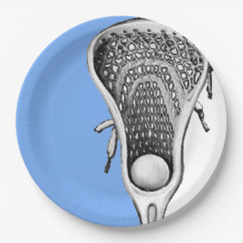 Light Blue Lacrosse Sports Party Paper Plate Pappteller