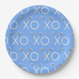 Light Blue Lacrosse Sports Party Paper Plate Pappteller