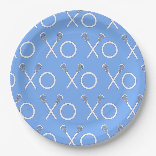 Light Blue Lacrosse Sports Party Paper Plate Pappteller (Vorderseite)