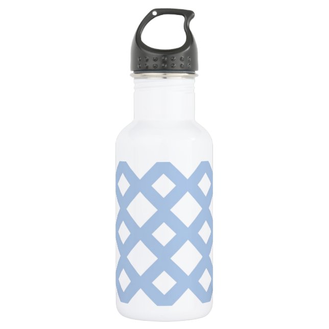 Light Blue Lattice auf Weiß Edelstahlflasche (Vorderseite)