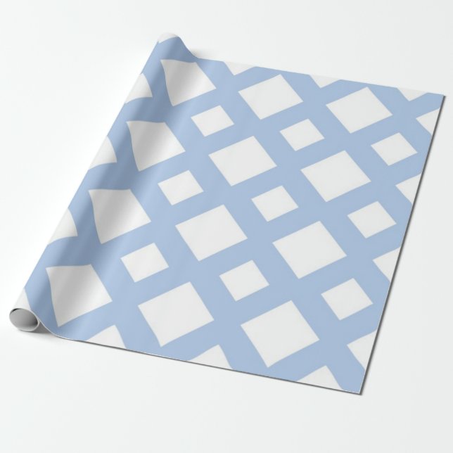 Light Blue Lattice auf Weiß Geschenkpapier (Ungerollt)