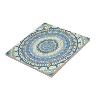Light Blue Lavender Mandala Fliese