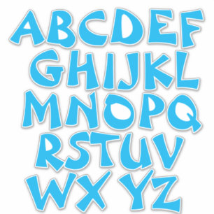 Light Blue Letters White Alphabet Wall Aufkleber