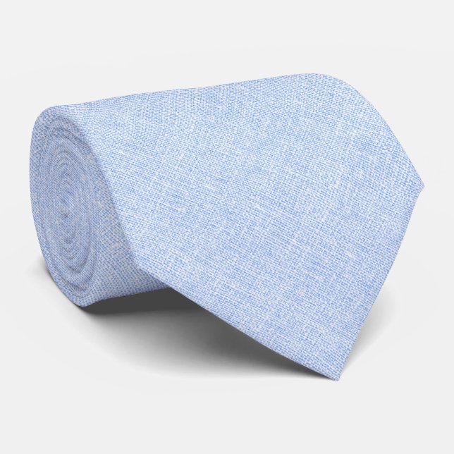 Light Blue Linen Texture Krawatte (Gerollt)