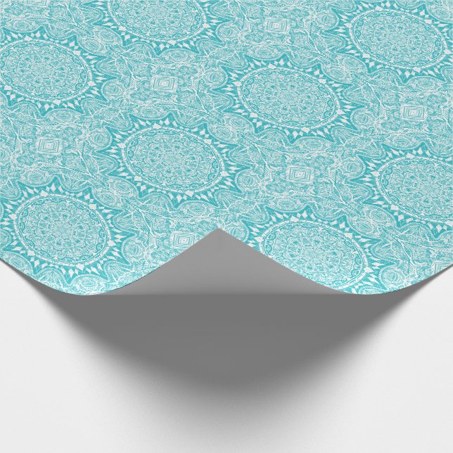 Light Blue Mandala Muster Geschenkpapier (Ecke)