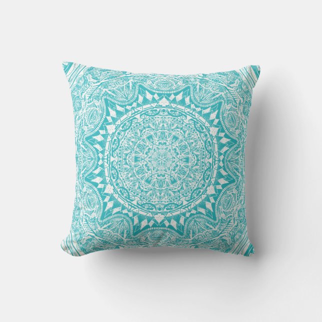 Light Blue Mandala Muster Kissen (Vorderseite)